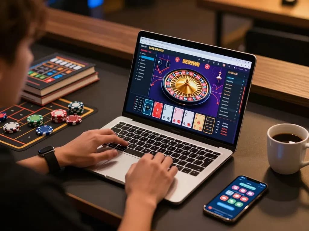 Engaging scene of Betting on BETWIN4D with a laptop and roulette game interface visible