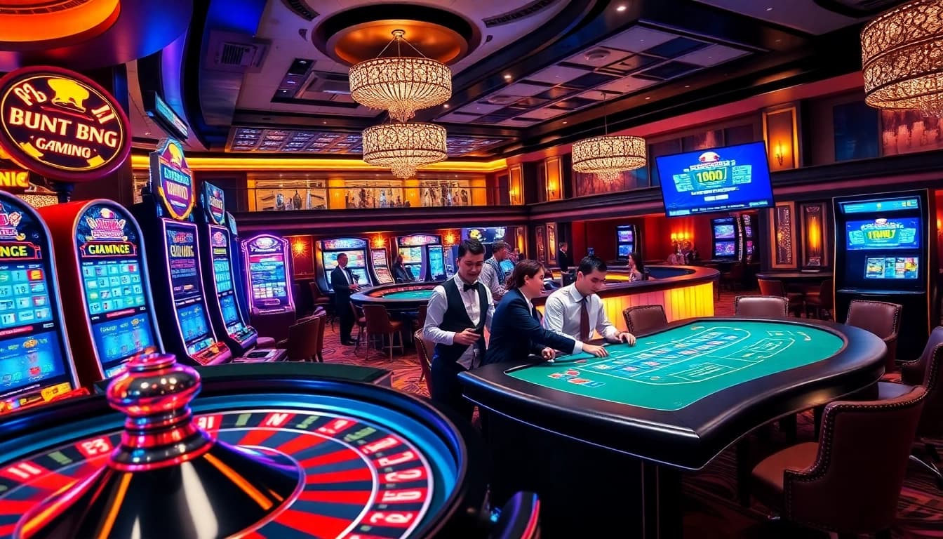 Excited players enjoying vibrant slot machines at https://78wintl.org/ casino scene.