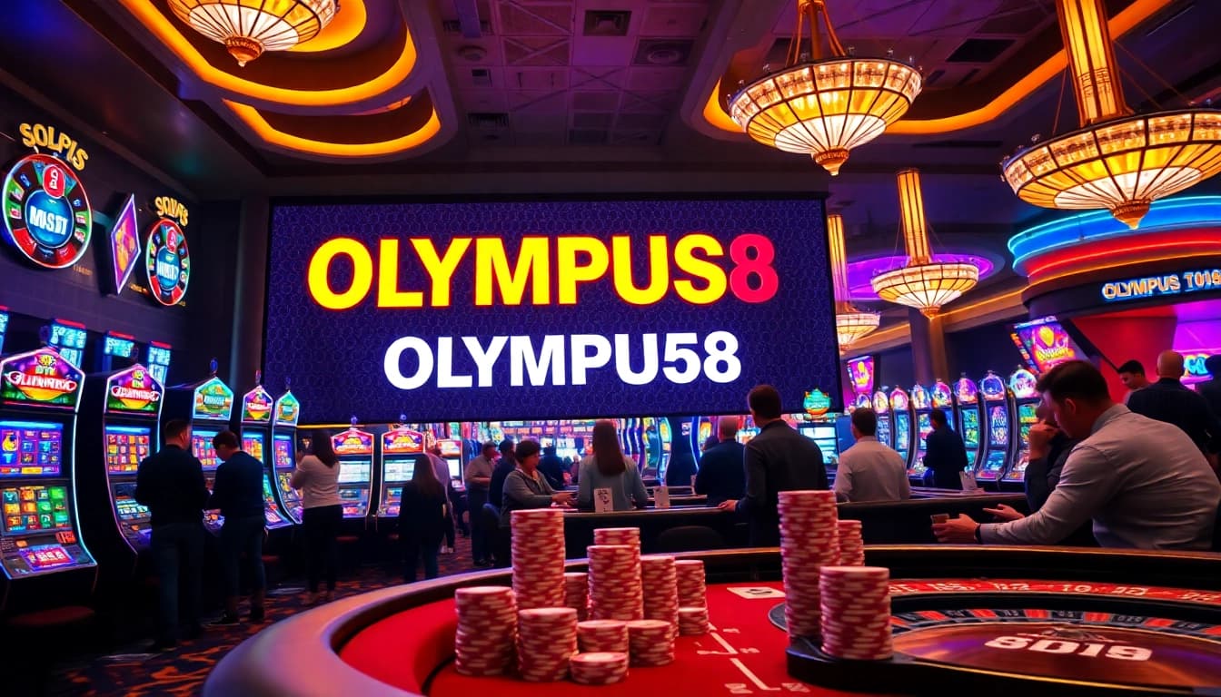 Players enjoying the excitement of OLYMPUS88 slots in a vibrant casino environment.