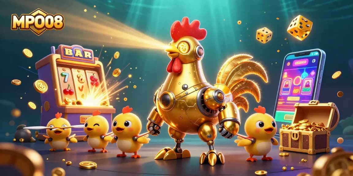Experience the thrilling MPO08 jackpot sensation with a futuristic casino scene filled with dynamic elements.