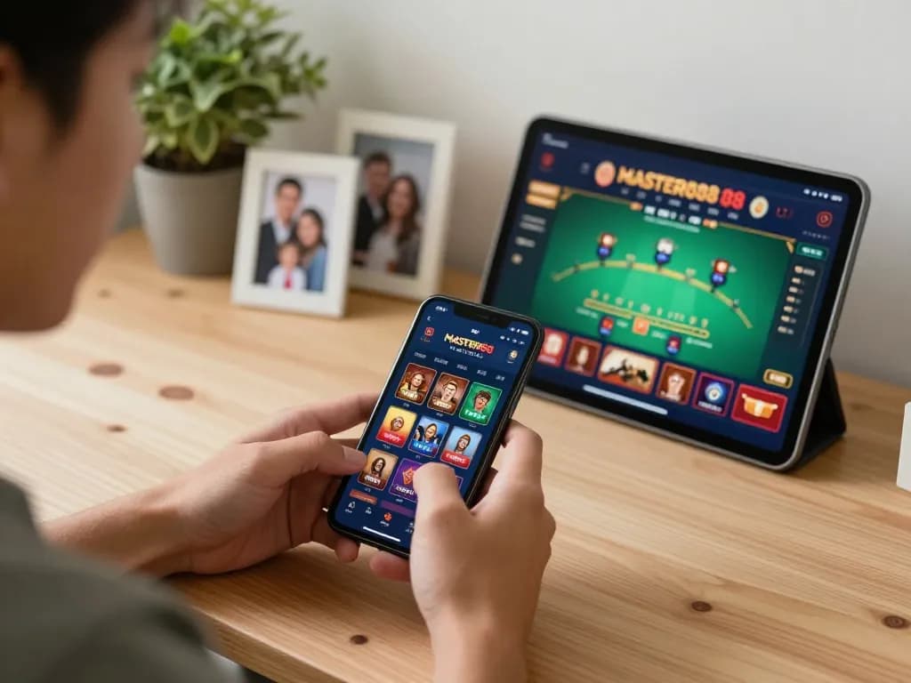 Pemain Master88 terlibat dalam permainan kasino online yang menarik di aplikasi mobile