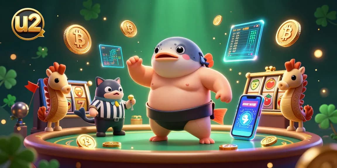 Engage with U2 Casino's vibrant underwater casino scene, featuring slot games and crypto elements.