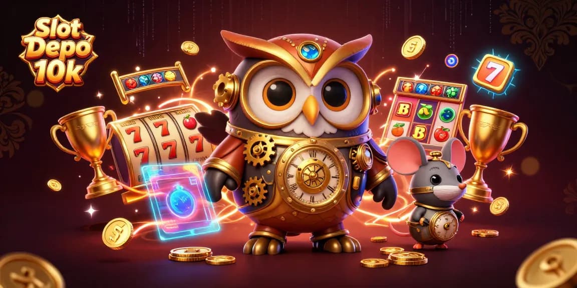 Spin to win with Slot Depo 10k, featuring vibrant reels and captivating casino elements.