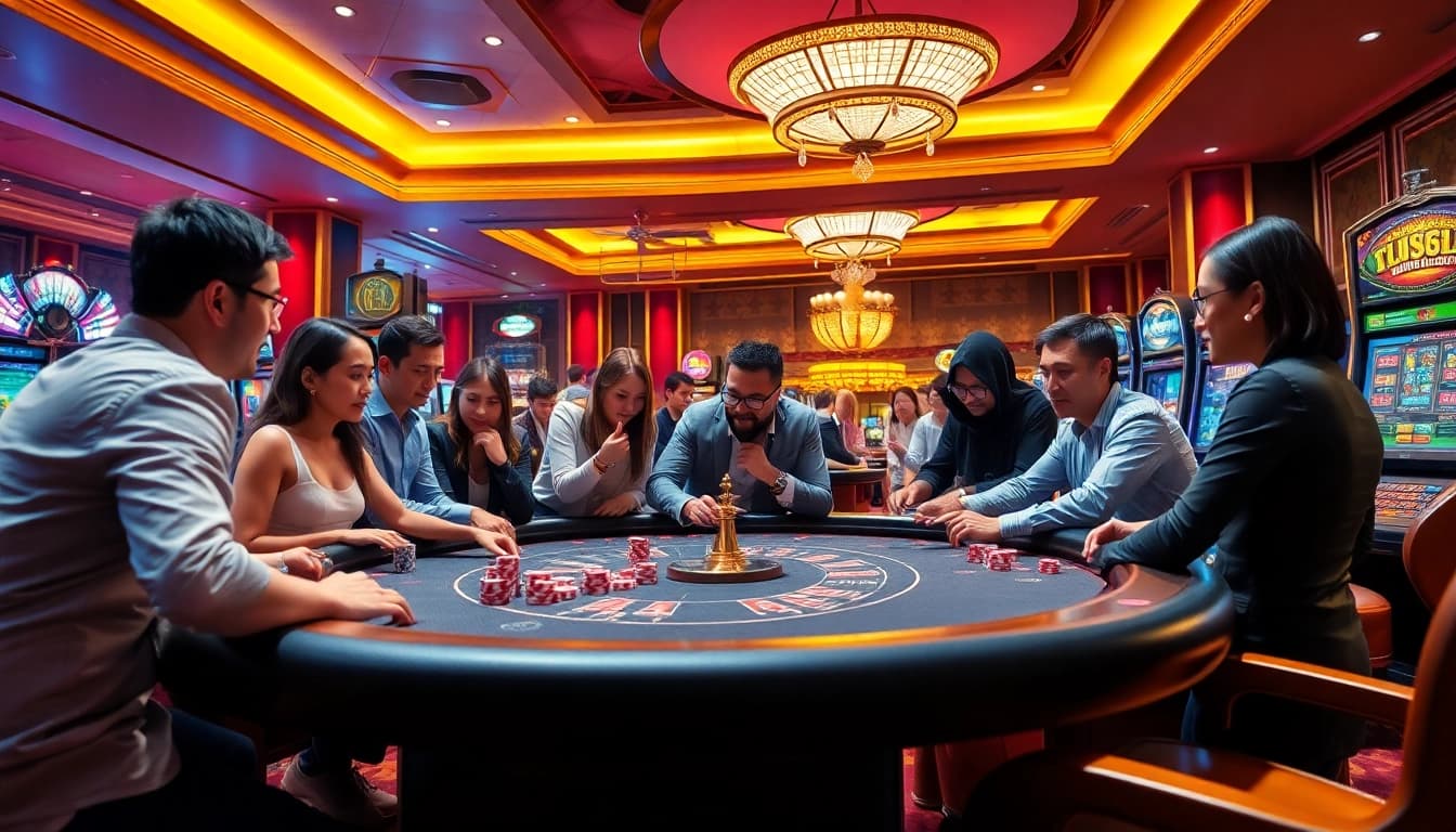 Experience the thrill of Luck8 games with vibrant casino action, poker chips, and roulette excitement.