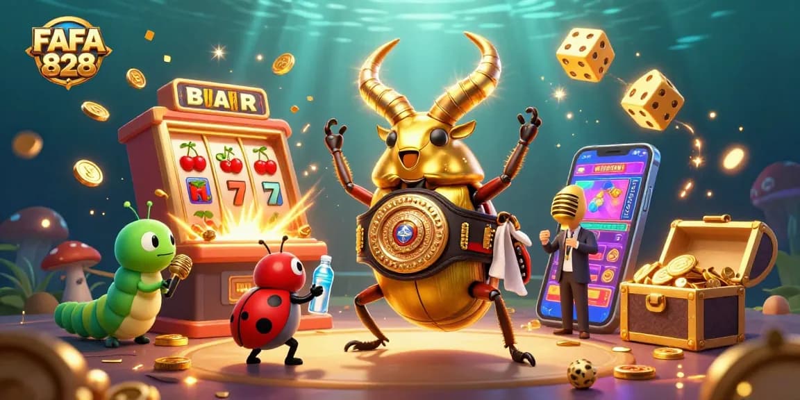 Experience FAFA 828's vibrant casino world with dynamic characters in a jackpot scene.