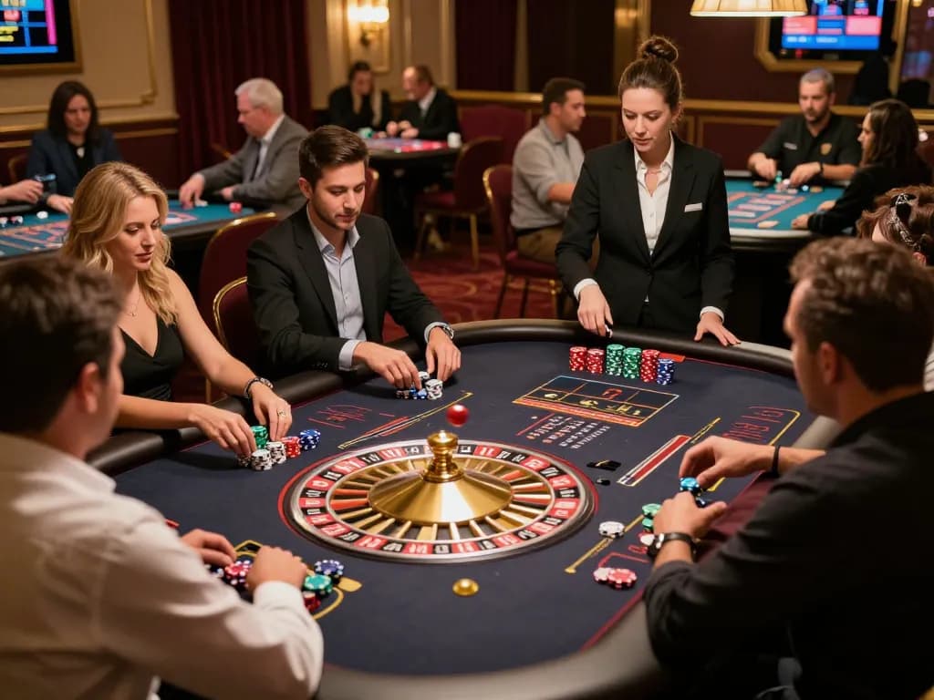 Players engaging with MM88 at a live roulette table, capturing the thrill of the game.