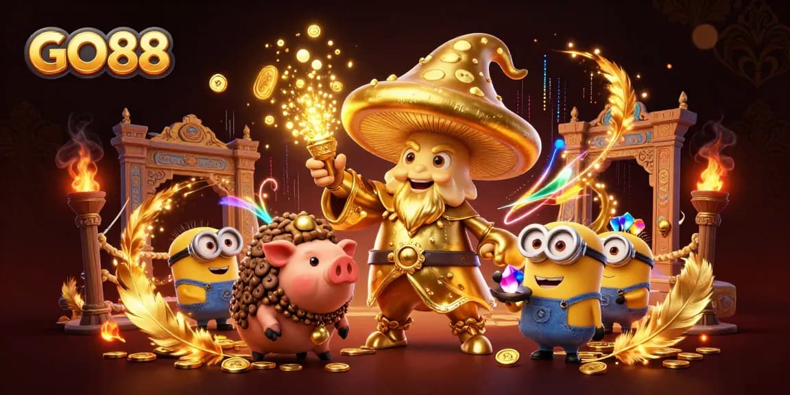 Engage with the excitement of GO88 as the golden wizard turns the arena into gold with thrilling game elements.