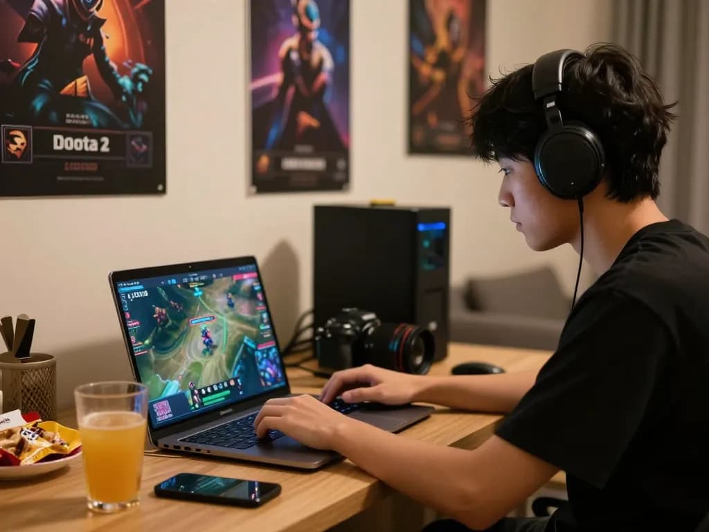 Engaged in esport betting Singapore, a gamer analyzes live match strategies while placing wagers at home.