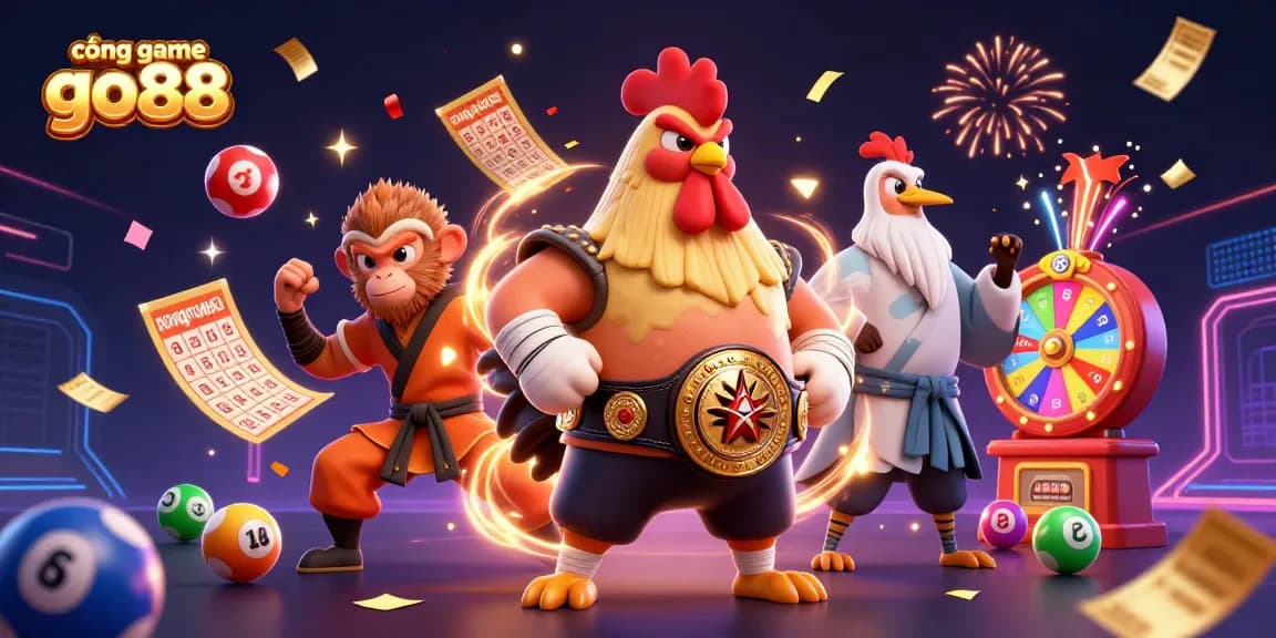 Engage with cổng game go88 as vibrant lottery elements and animated characters create a thrilling gaming experience.