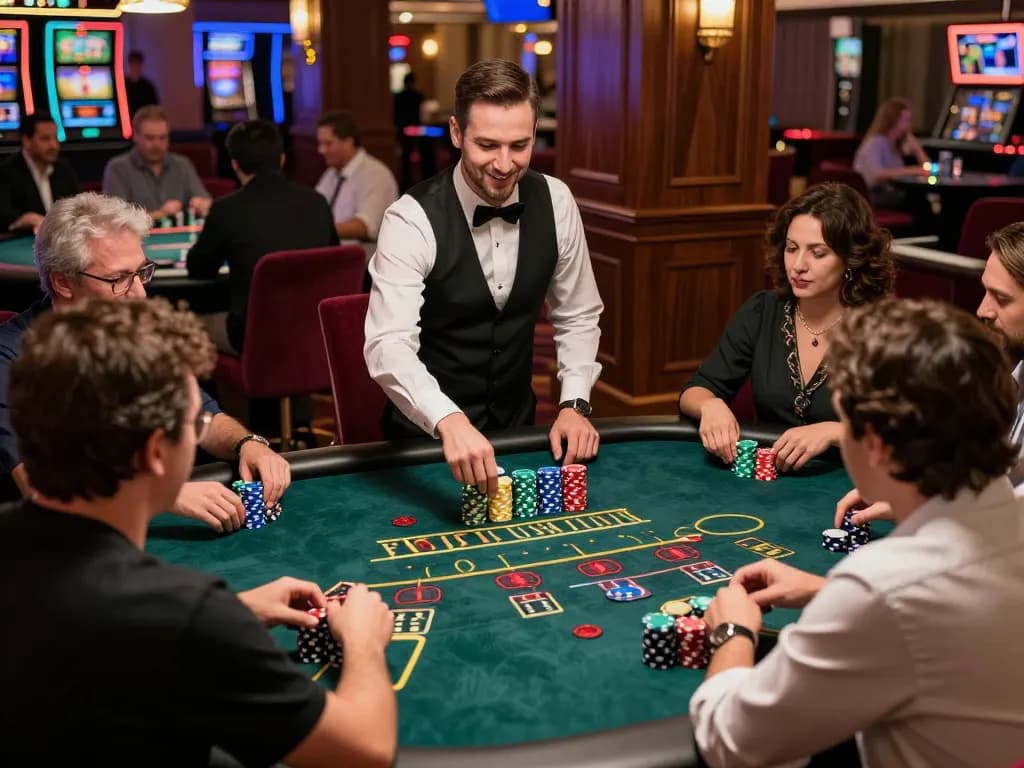 Players at TIP88's blackjack table strategizing bets while enjoying the upscale casino atmosphere.