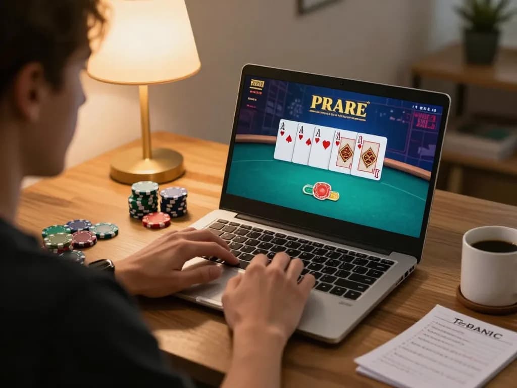 tr88 player engaged in an online poker game with detailed strategy notes on the table