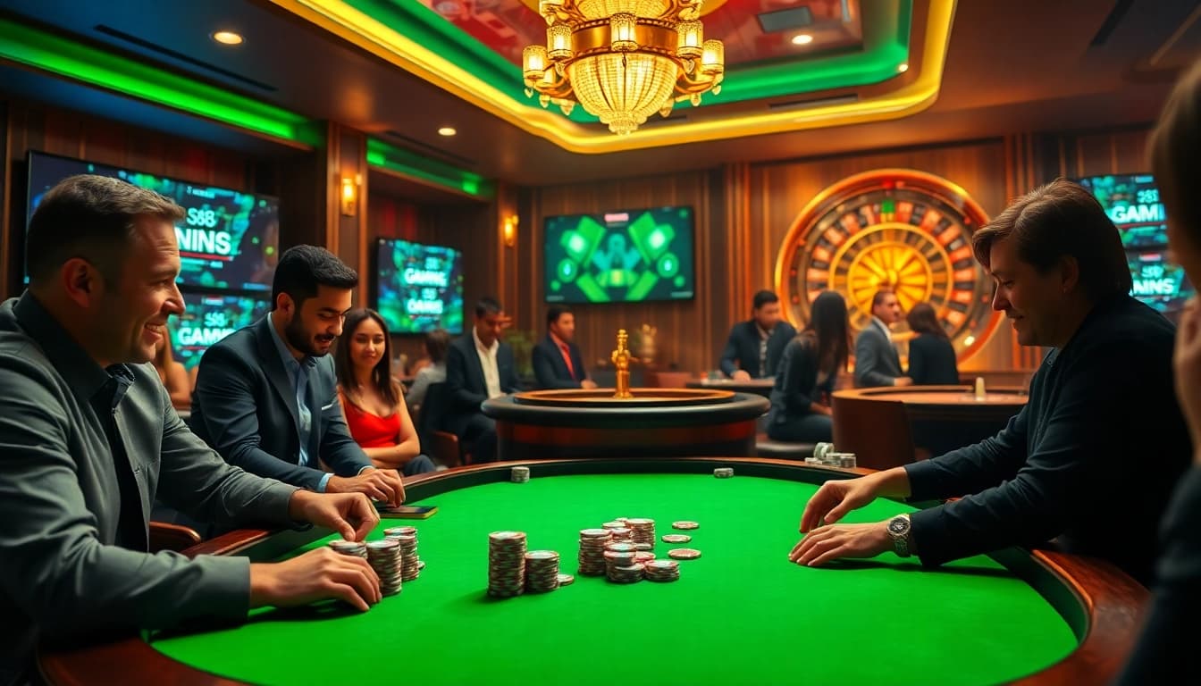 Exciting gaming action at S8 casino with vibrant tables and enthusiastic players.