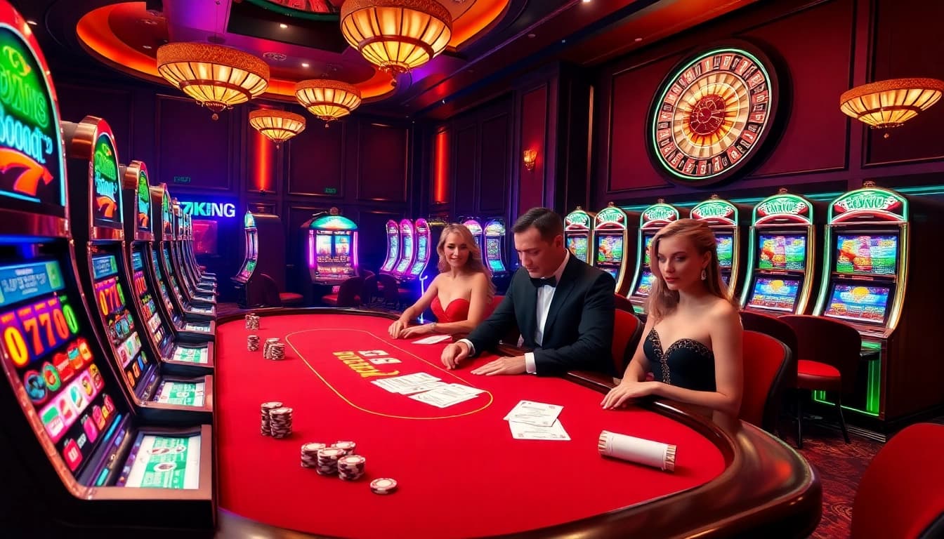 Experience high-stakes excitement at 79king casino with vibrant poker tables and colorful slot machines.