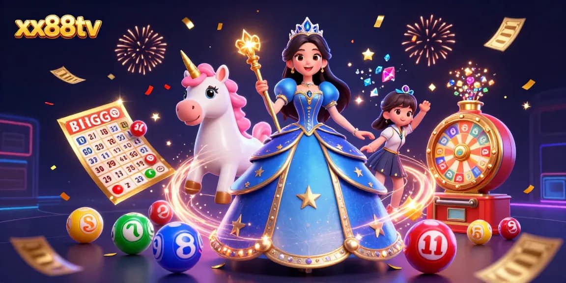 Experience excitement with xx88tv's vibrant casino illustration featuring dynamic games and festive elements.