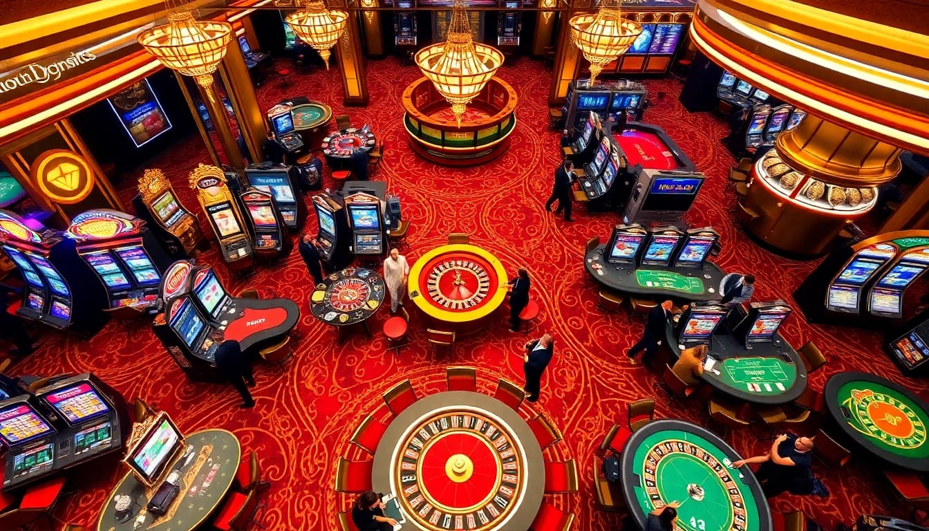 Experience the thrill of asupanjitu in a vibrant casino with slots and poker tables.