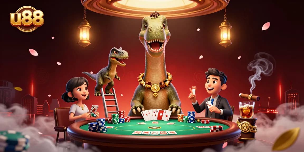 Experience thrilling poker action at u88 with a towering brontosaurus and clever raptor dealer.