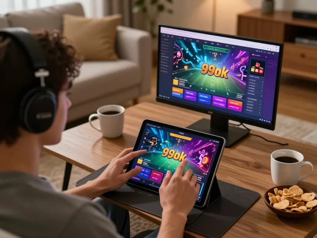 Engaging in online betting on 99ok platform, showcasing a vibrant home gaming atmosphere.