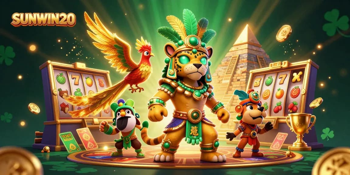 SUNWIN20 brings excitement to players with a rich casino scene featuring a Mayan jaguar and luxurious elements.