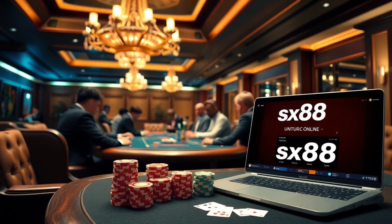 Spark excitement with sx88 at a high-stakes poker table filled with vibrant ante chips.