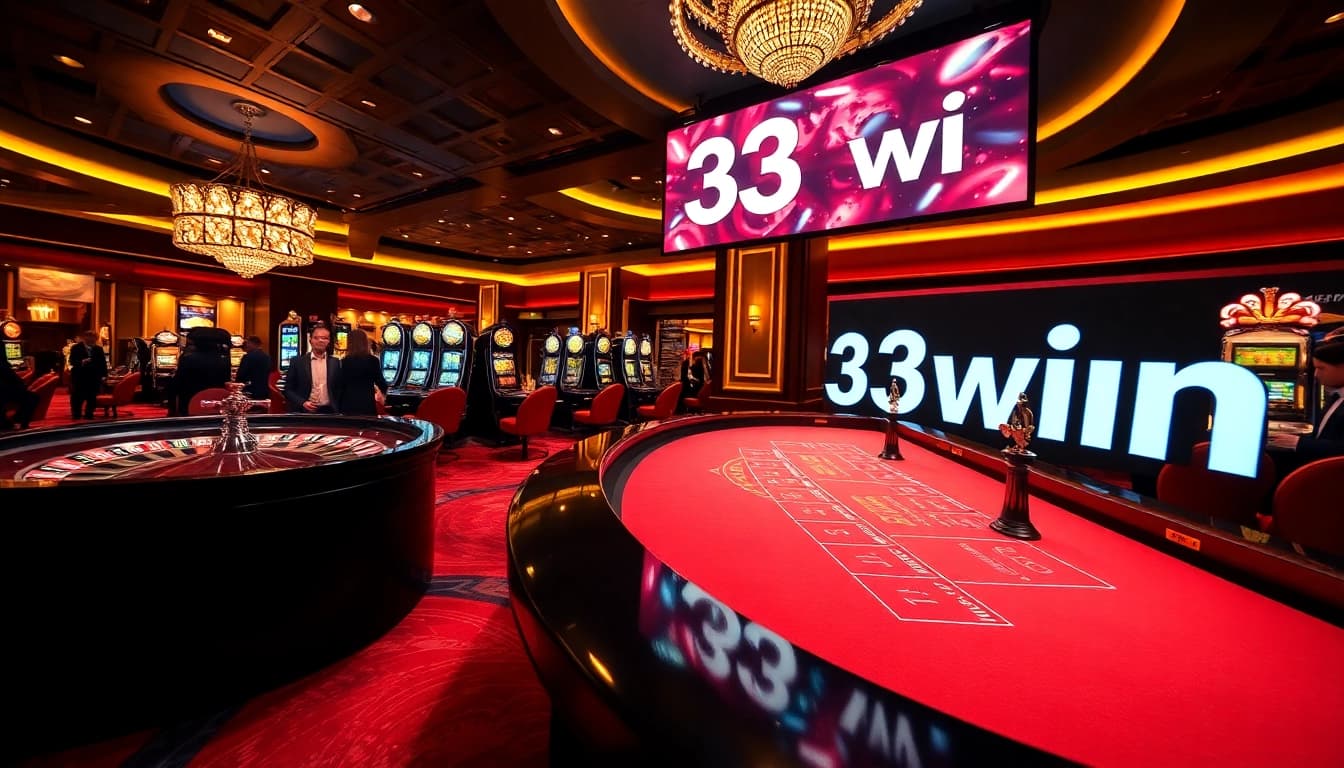 Experience the thrill of gambling at 33win with an exciting casino scene filled with action.