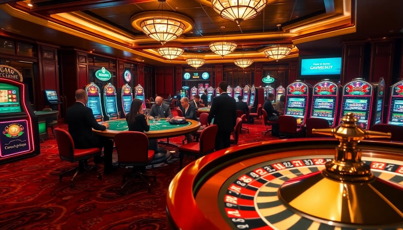 Experience the vibrant excitement of casinos at https://tg88.fyi/ with players enjoying high-stakes poker and spinning roulette wheels.