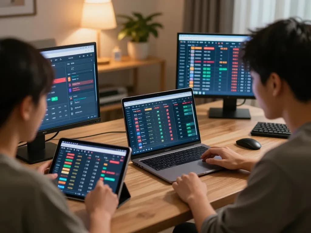 Engaging scene displaying kèo nhà cái on multiple devices, showing online sports betting excitement.