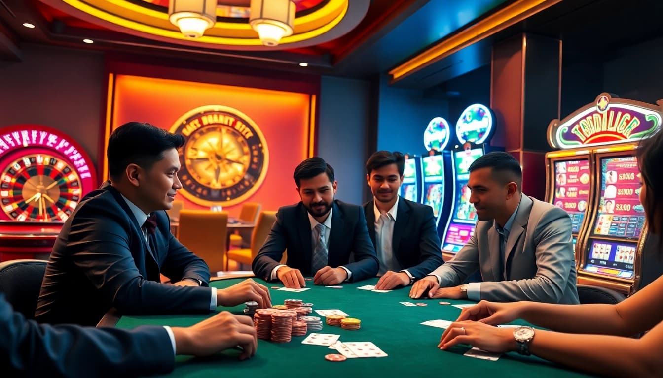 Experience thrilling games at inatogel88 with vibrant poker chips and a spinning roulette wheel.