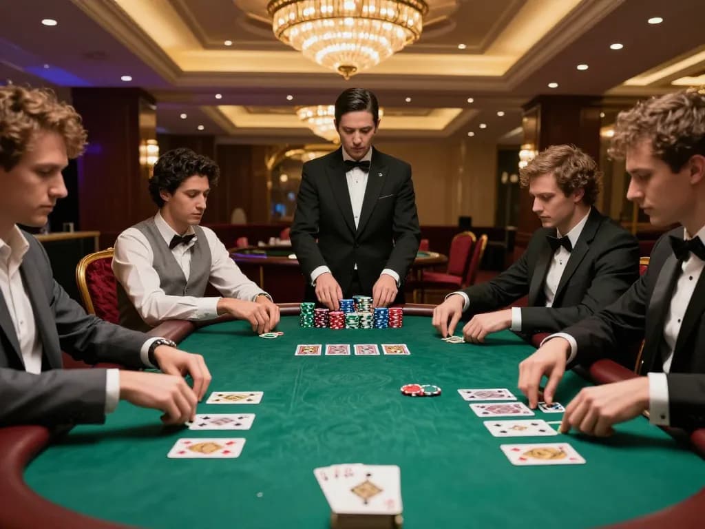 Engaging moments of high-stakes gambling at a poker table featuring mb66 excitement and strategy.
