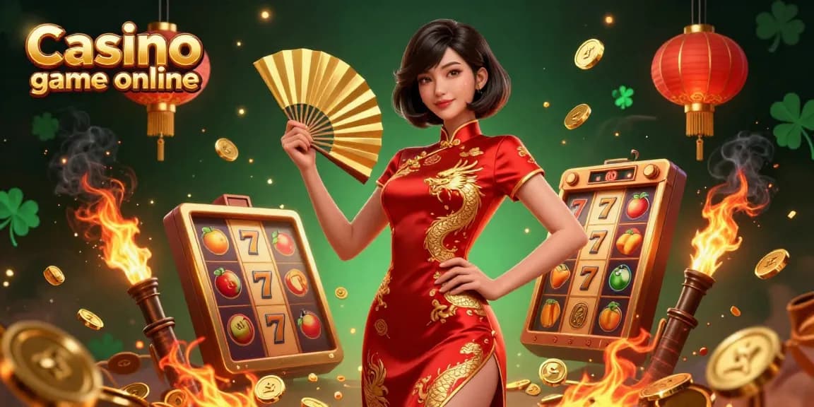 Experience thrilling Casino game online with engaging slot reels and gold coins cascading around.