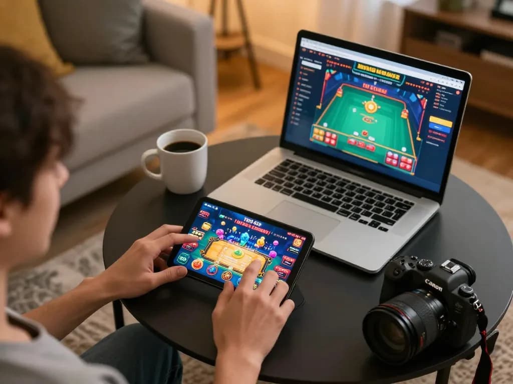Engaging in gameplay on the 789club app, showcasing a user navigating a vibrant online casino experience.