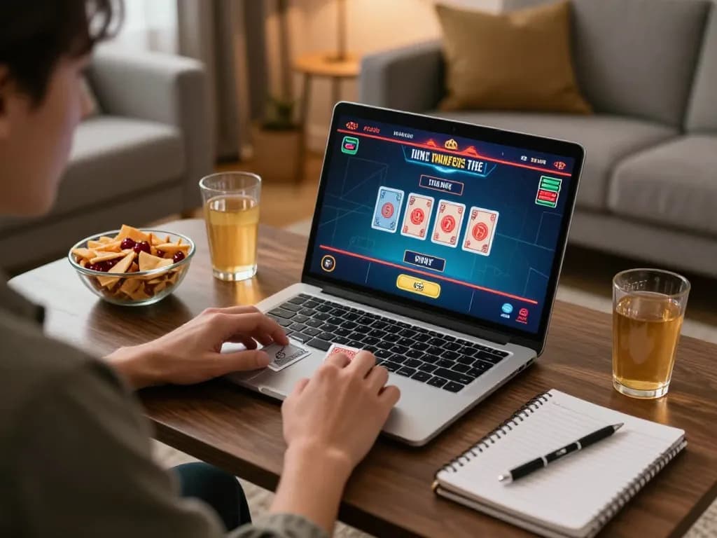 Player enjoying a live dealer game on their laptop, embodying the thrill of ushimitsusoft gaming at home.