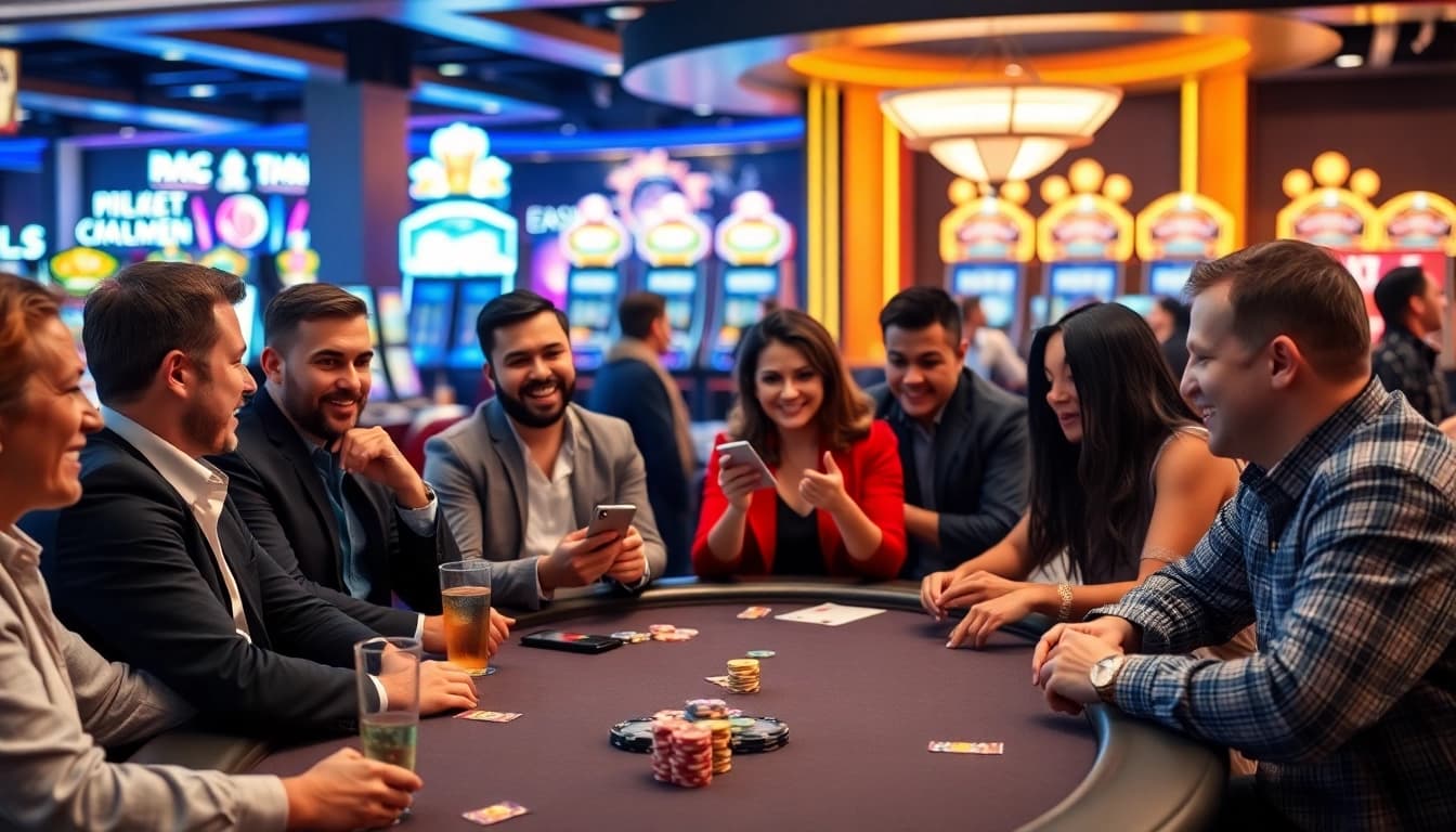 Engaged participants in a gambling forum discussing strategies and games at a casino.