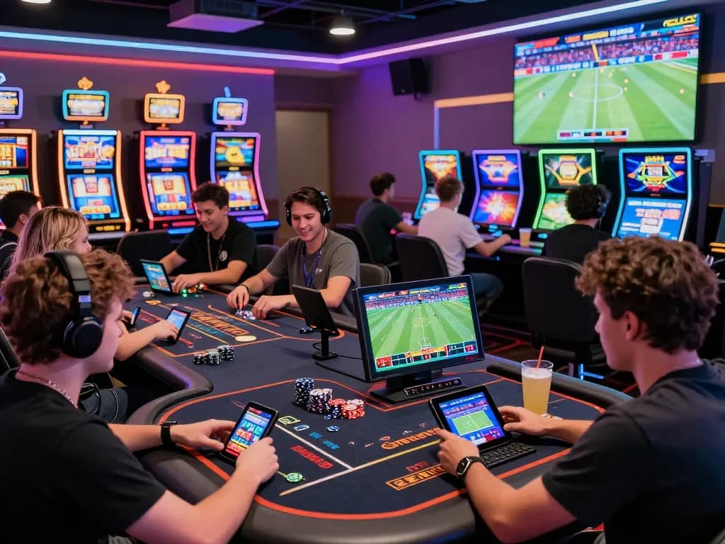 Exciting Onbet gaming scene with players enjoying online betting and vibrant atmosphere.
