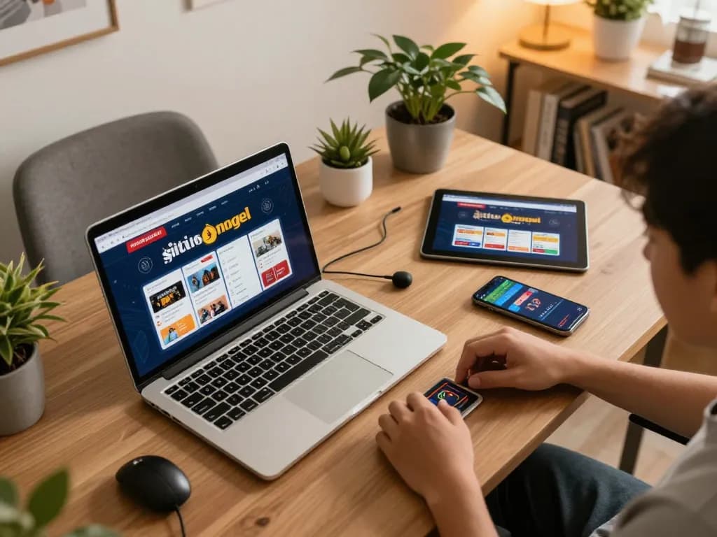 antarmuka situs togel ditampilkan di beberapa perangkat selama sesi perjudian online yang menarik