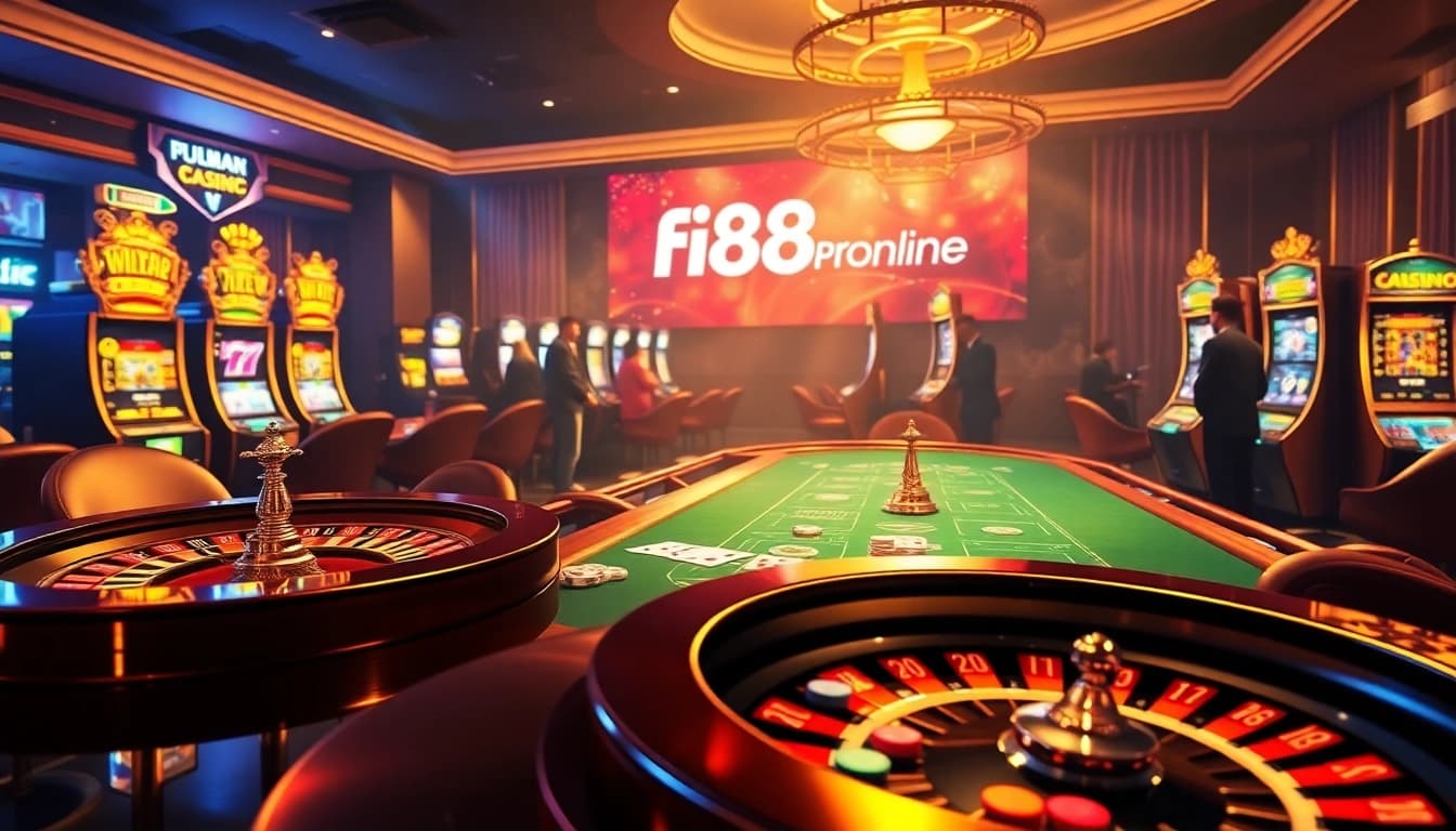Experience the thrill of gaming at fi88pro.online with vibrant casino tables and exciting slot machines.