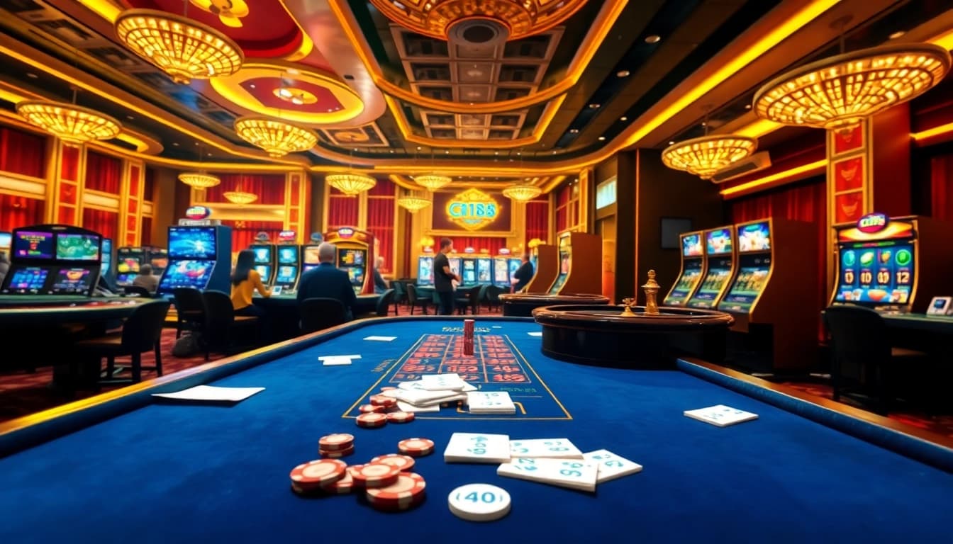 C168 online casino interface with poker tables and slot machines showcasing high-stakes gameplay.