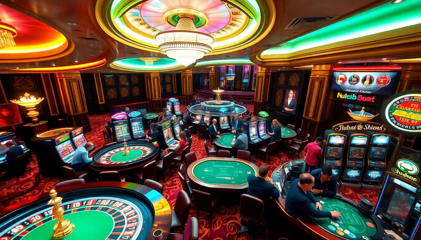 Experience thrills at shbet with engaging casino action featuring poker tables and roulette wheels.