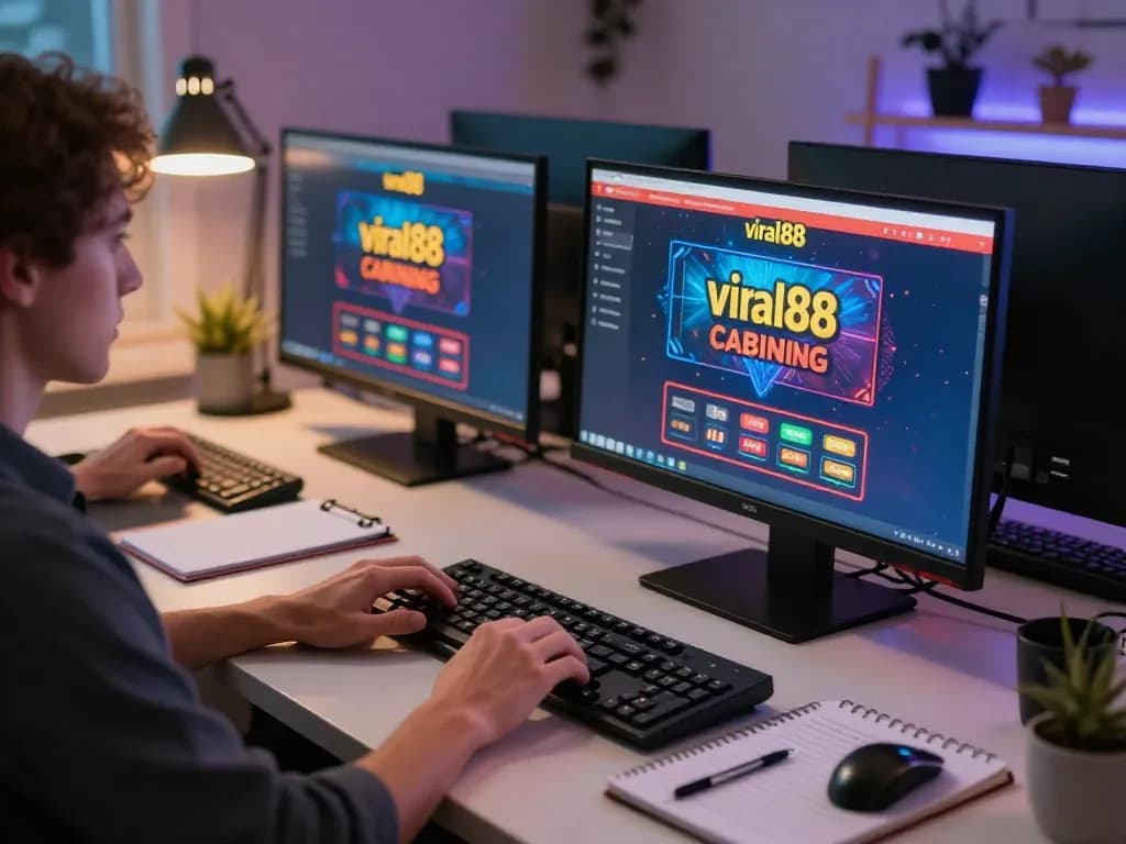 Engaging with the viral88 online casino platform, a player makes strategic betting decisions at their gaming setup.