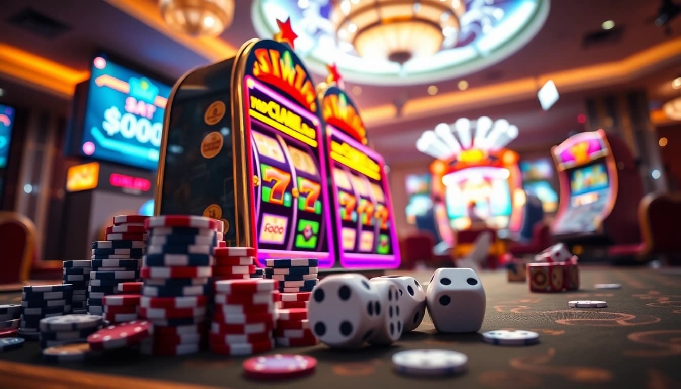 Experience the excitement of slot88 gameplay with vibrant slot machines and casino elements.