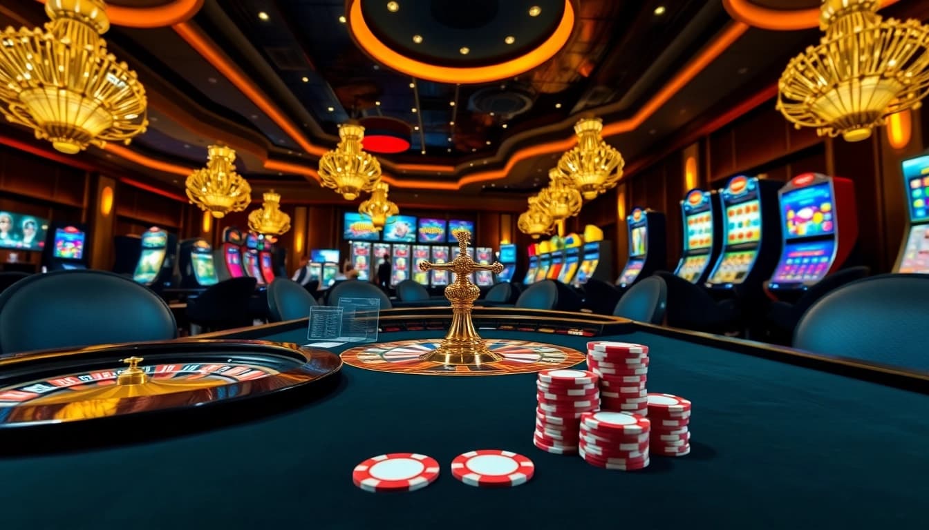 Experience the thrill of B52 with vibrant casino games, roulette wheels, and poker chips.