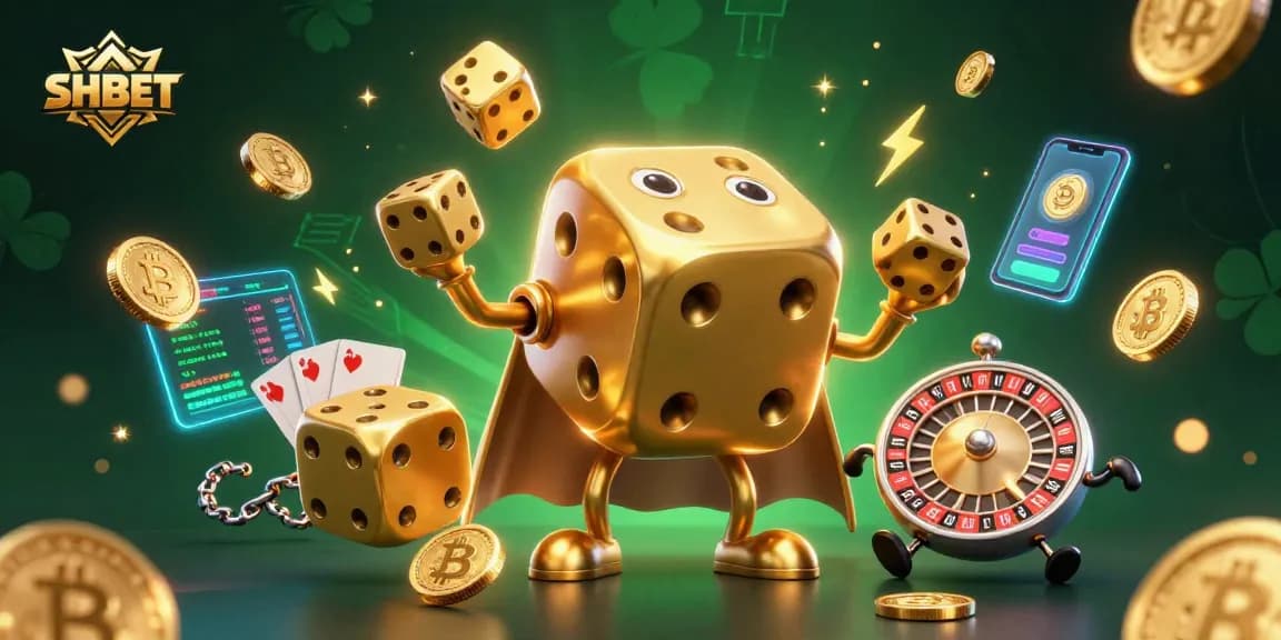 Experience thrilling gameplay with SHBET's vibrant 3D casino characters and crypto elements.