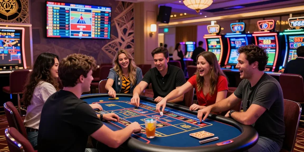 Exciting betting atmosphere with friends enjoying 663 bet in a casino.