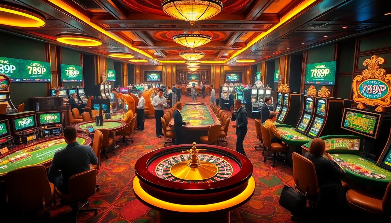 Players celebrating wins at luxurious 789P casino gaming tables, highlighting excitement and professionalism.