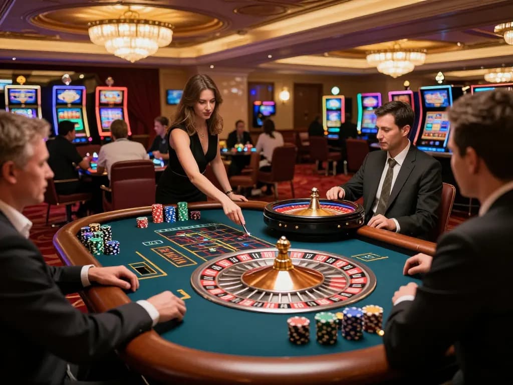 Players engaging at a roulette table in 789P casino, showcasing thrilling gameplay and vibrant atmosphere.