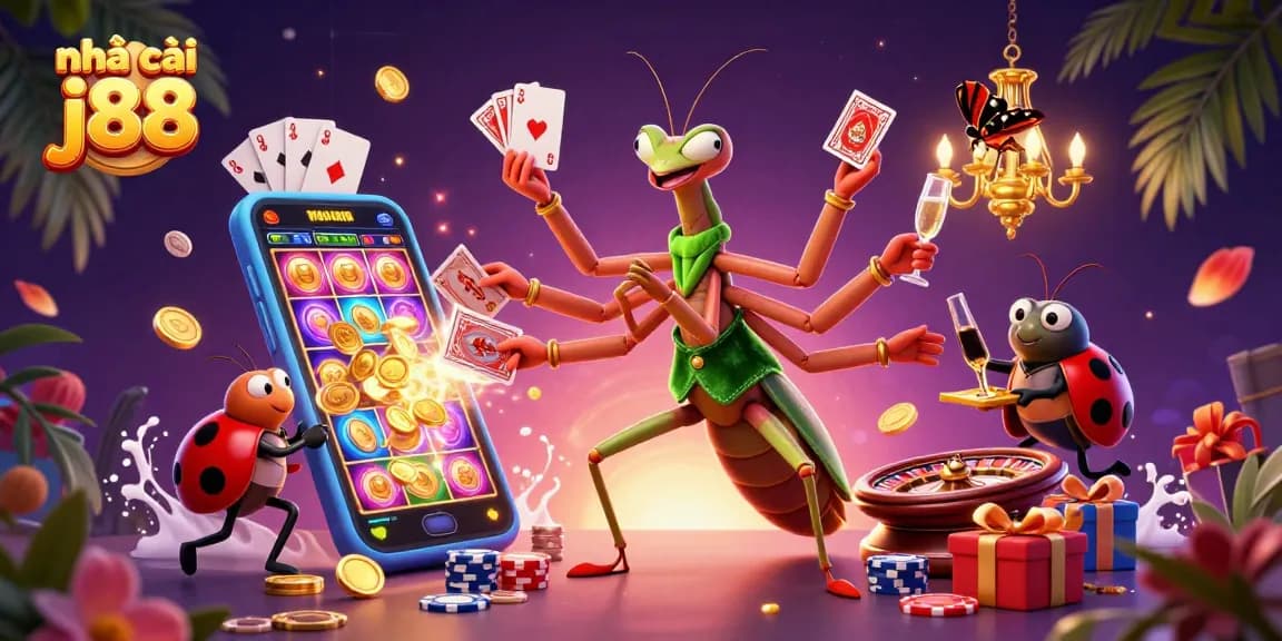 Experience thrilling gameplay at nhà cái j88 with vibrant casino elements and dynamic characters.