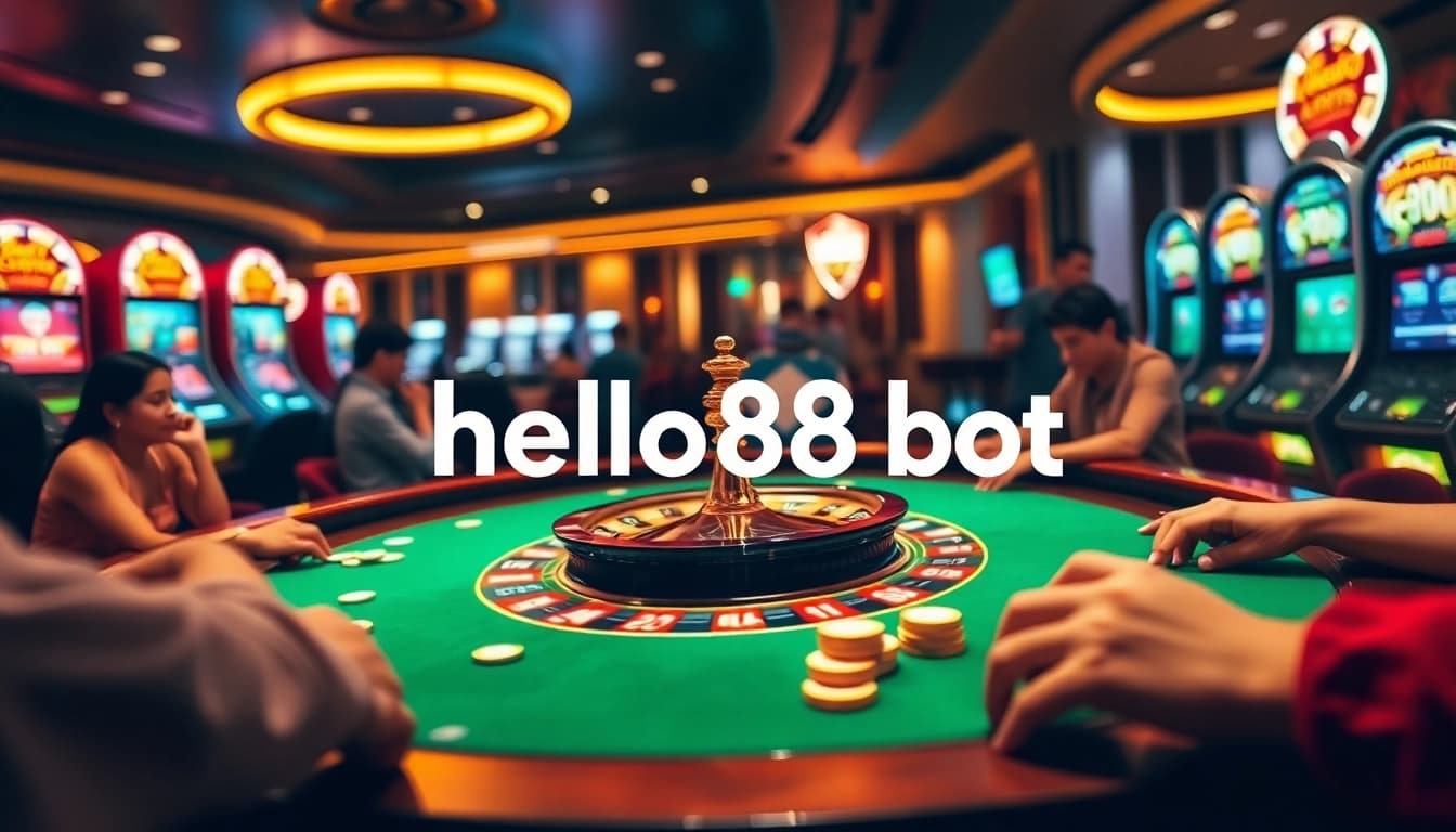 Engaging scene featuring the hello88 bot brand at a luxurious online casino.