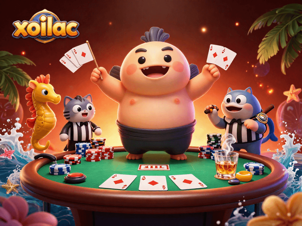 Ván bài casino xoilac với cá nóc khổng lồ và trọng tài cá lóc tại bể bơi dưới nước.