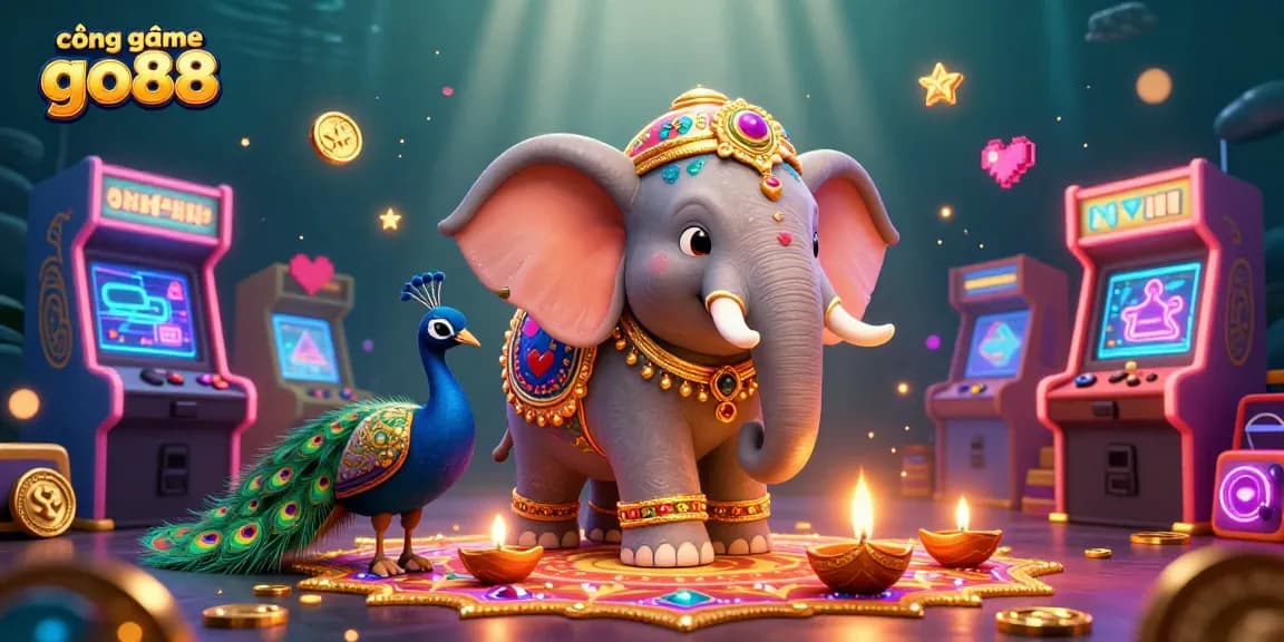 Experience the vibrant cổng game go88 with a dynamic 3D cartoon scene featuring colorful gameplay elements.