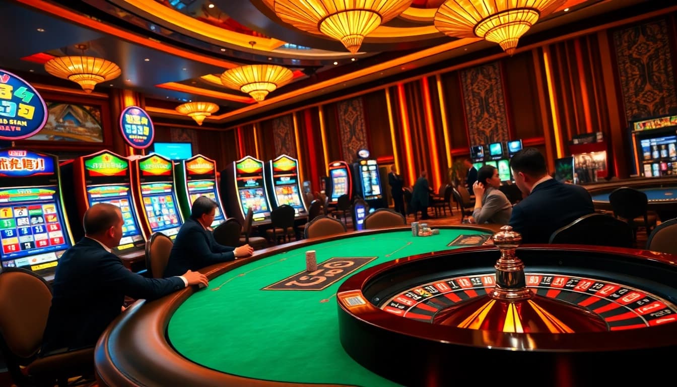 See players strategizing at a poker table while checking Data Macau results at the casino.