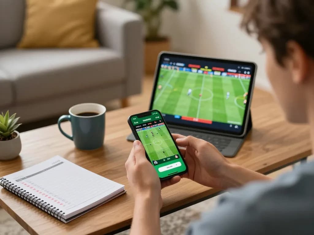 Soi Kèo sports betting strategy with a person engaged in online gambling on mobile apps.